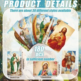 180 Pcs Catholic Mass Prayer Cards Assorted Holy Cards with Catholic Saints and Prayers Gifts for Women Men St Benedict, St Jude, Saint Christopher, Holy Family, Undoer of Knots, Divine Mercy