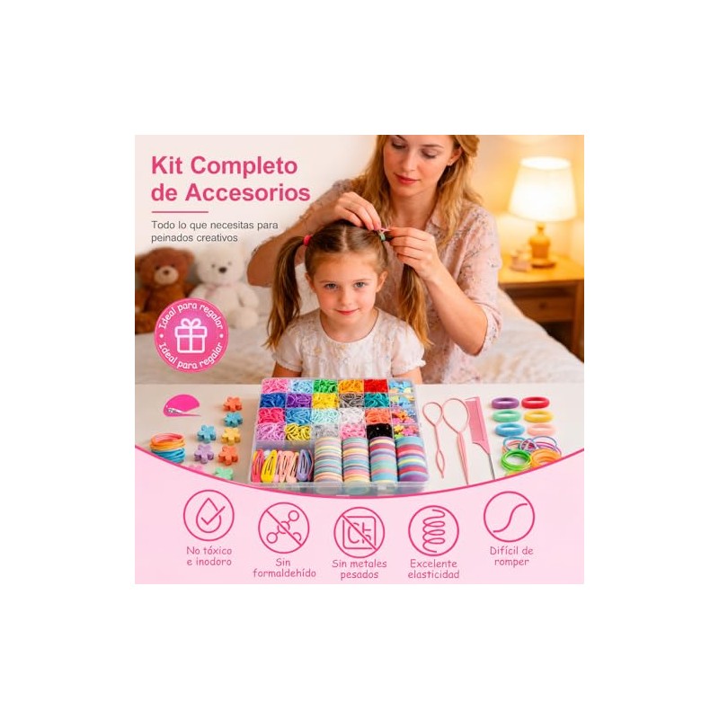 1544 PCS Accesorios para Cabello Niña, Conjunto Completo Kit para