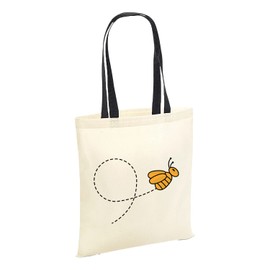 Honey Bee Trail Tote Bag - Women Gifts Shopping Organic Cotton Fabric Carrier Reusable Shopper Inspirational Quote Slogan Handbag Bees Accessories Present Bumblebee (One Size, Black Handle)
