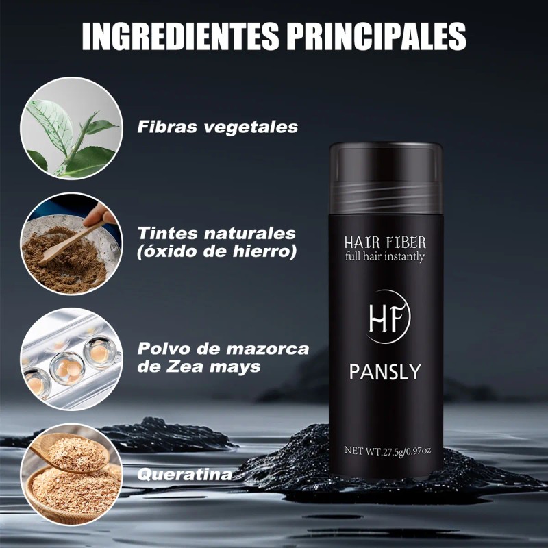 Polvo De Fibra Capilar Negro Cubre Raíz De Cabello Calvicie