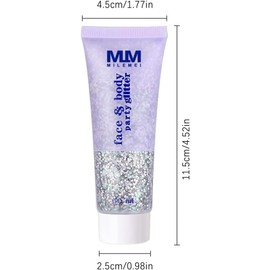 Genérico Chunky Glitter Gel Body Gel Festival Cosmético Rostro Cabello Uñas Maquillaje Sirena Lentejuelas Líquido Sombra de Ojos Larga duración Espumoso 50 ml (#05 Plata)