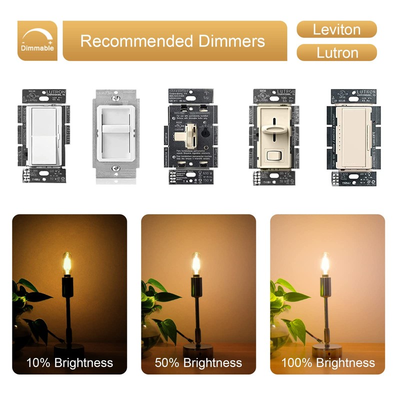 EQ Lighting Vintage Dimmable T6 LED Bulb, 60W Equivalent/6 Watt,