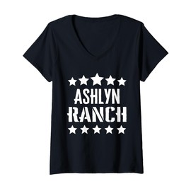 Womens Ashlyn Ranch Family Reunion Squad First Last Name V-Neck T-Shirt