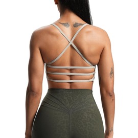 Aoxjox - brasier deportivo para mujer, sin mangas para yoga, de bajo impacto, Mink, L