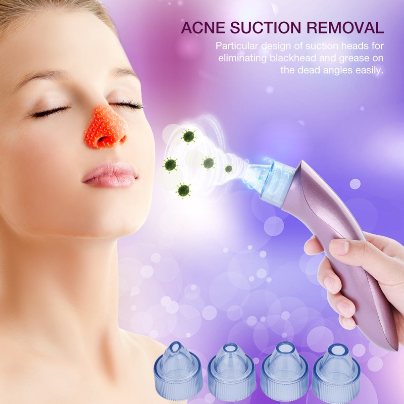 4 Replaceable Heads Blackhead Vacuum Removal Pore Acne Suction Cleanser