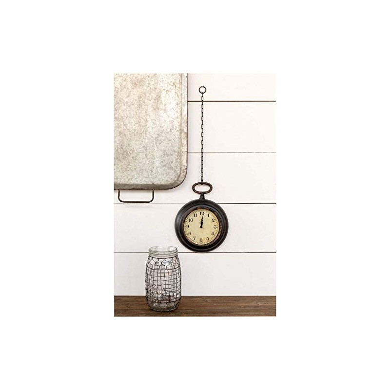 Park Hill Collection EAK80351 Pocket Watch Wall Clock, Small, Black,