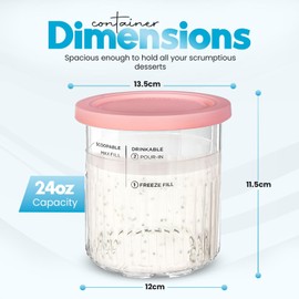 Thriviom Ninja Creami Deluxe Pints and Lids - 4 pack 24oz, Compatible with Ninja CREAMi Deluxe 11-in-1 NC501 NC500 Series, BPA-Free, Freezer & Dishwasher Safe Ice Cream Pint Containers