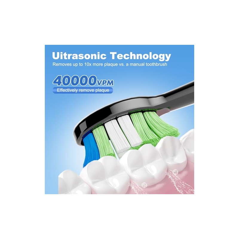 JTF - Cepillo de dientes eléctrico para adultos y adolescentes,