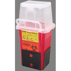 BD 305489 Multi-Use One-Piece Sharps Collector, Hinge Cap with Petals, Medium, 6.9 qt. Capactiy, Red