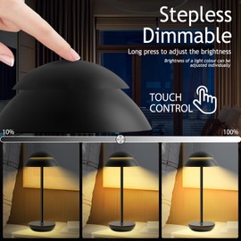 CCHKFEI Cordless Table Lamp, Wireless & USB Rechargeable Touch Lamps Bedside, Battery Operated Table Lamp for Living Room, Bedroom, Kitchen, Outdoor & Indoor.