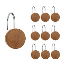 Shower Curtain Hooks, Round Log Decorative Shower Curtain Rings, Modern Wood Shower Curtain Hangers, 12PCS Metal Shower Hooks for Shower Curtain Rod, Bedroom, Living Room (Silvery)