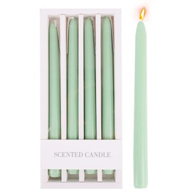 Taper Candles 4 Pack - 10 Inch Dinner Candle Set 8 Hours Burn Time Scented Smokeless Dripless Long Tall Candlesticks for Wedding Home Decor (Green)