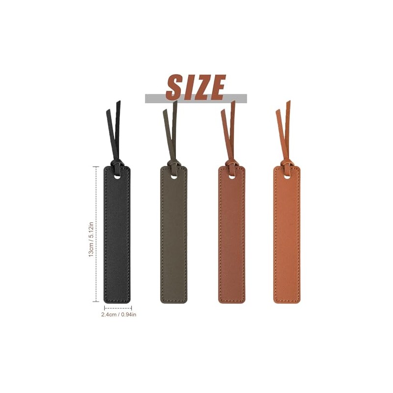 4 Piezas Leather Bookmark, Classic Stitched Bookmark, Bookmarks with Leather