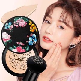 2PCS Mushroom Head Air Cushion BB Cream, Long-Lasting Nude Makeup Concealer Base Flawless Moisturizing Brightening Pigment CC Cream Foundation, Oil Control Lightweight & Smoothing (Natural)