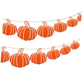 Generic Halloweens Orange Pumpkin Banner Thicken Felt Hanging Bunting Decorative Wall Art