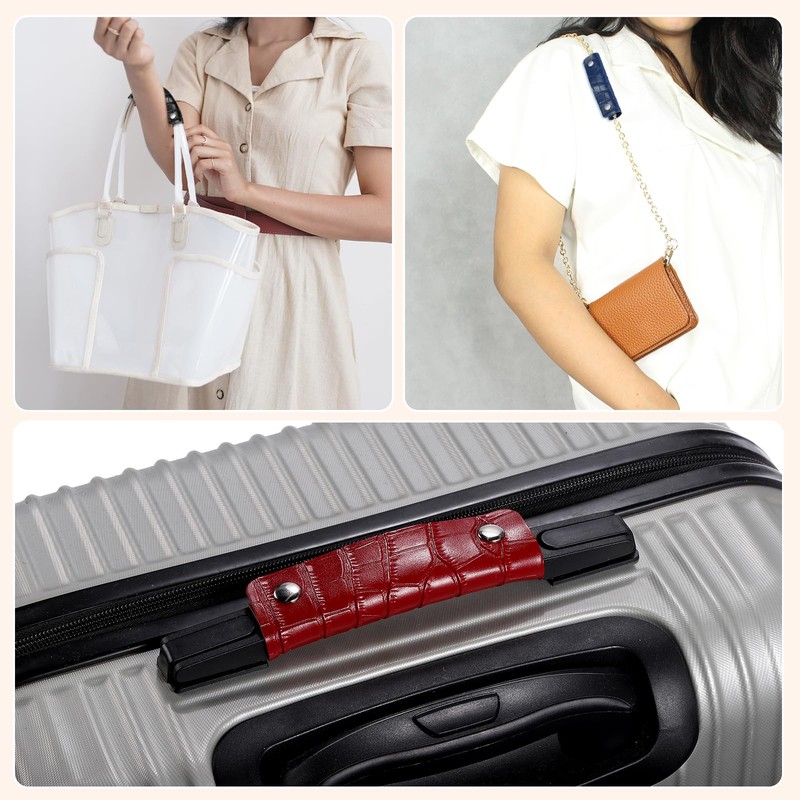 uxcell 2 Pcs Handbag Handle Wrap Covers, PU Leather Crocodile