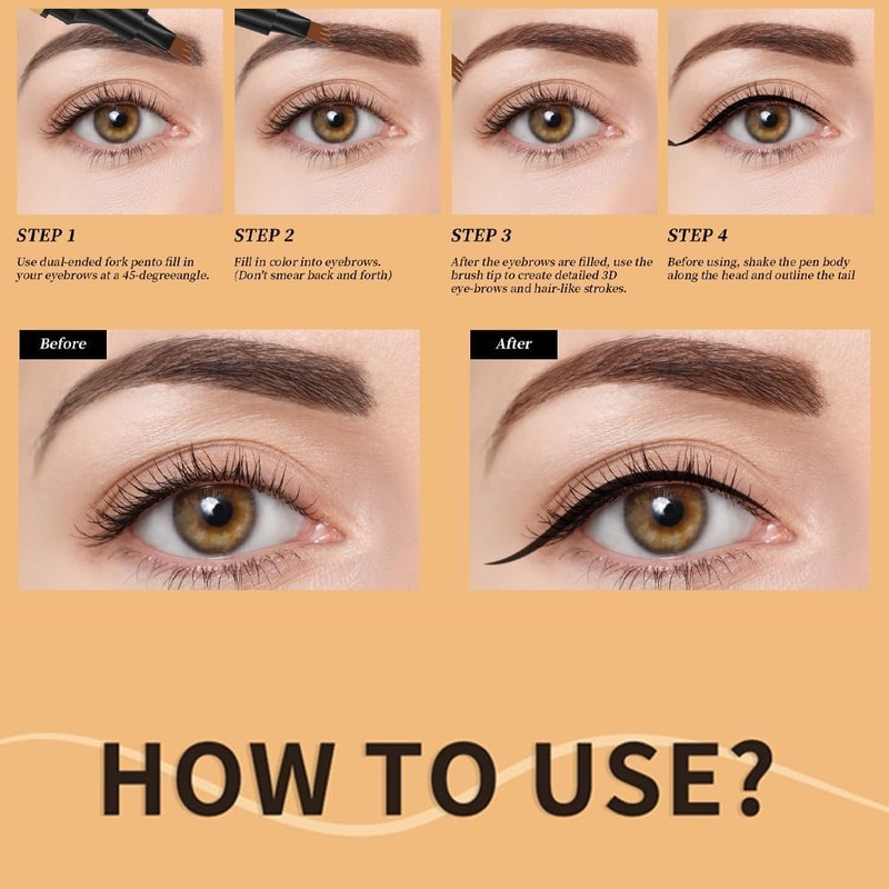 Lápiz de Cejas 2 Piezas, Versión Actualizada 2 en 1