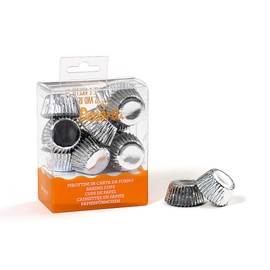 Decora, 0339794 Silberne Bon Bon Backförmchen, Bequeme Backförmchen zum Backen, Servieren und Verschenken von Bon Bons, Hitzebeständig bis 180 °C, In praktischer Blisterverpackung.