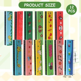 TIVUNORON Wooden Holes Harmonica Child, 12 Colour Harmonica Toy, Cartoon Harmonica for Children, Wooden Harmonica Toy for Children, Birthday Gift, Musical Instruments for Beginners