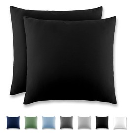 REDKEY Cushion Cover 80 x 80 cm - Set of 2 Pillowcases - Microfibre Cushion Cover for Cushions, Pillowcases with Tab Closure, 80 x 80 cm Pillow Case - Black