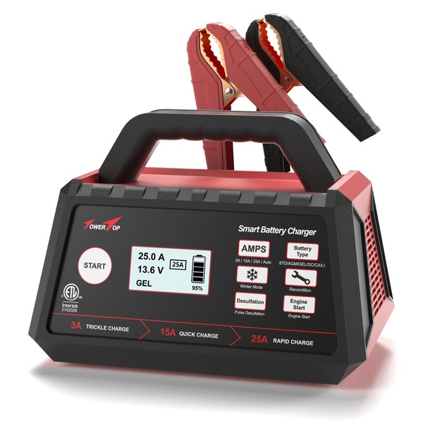 TowerTop TowerTop 3/15/25 Amp Car Battery Charger, 12V Fully Automatic