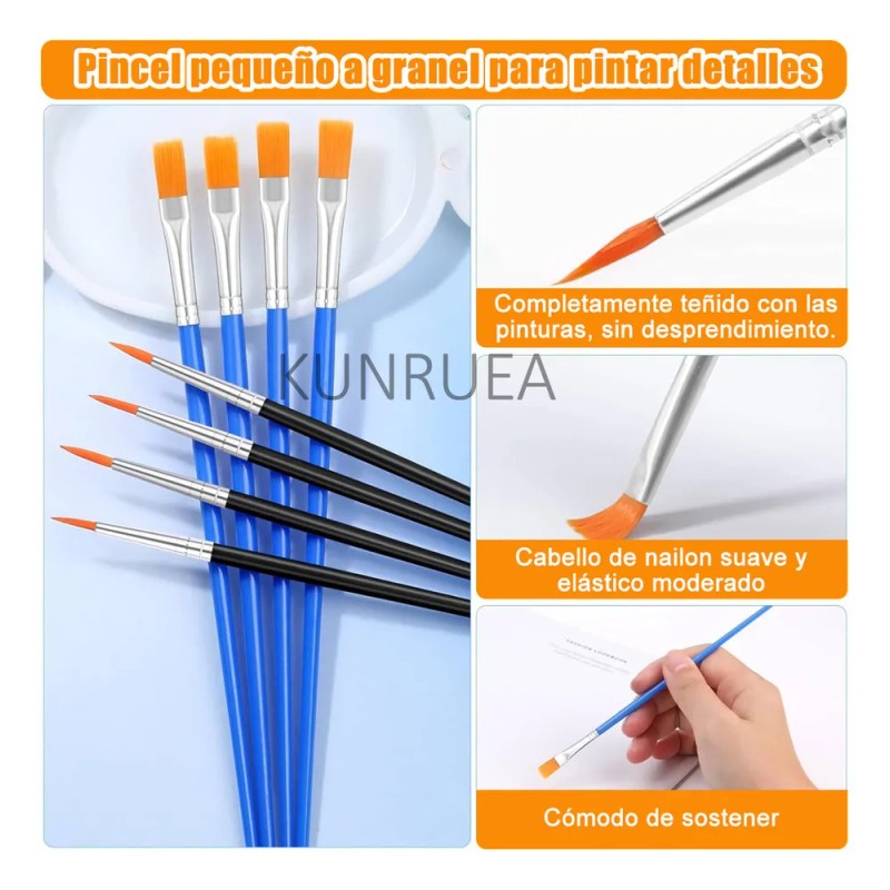 Kunruea Set 200 Pinceles Para Dibujo Acuarela Acrílico Oleo Gouache