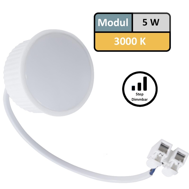 6er Set Flache SMD LED Modul Einbauleuchten, STEP DIMMBAR, Edelstahl