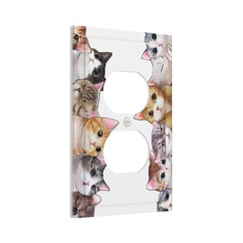 Tewujay Decorative Outlet Cover 1 Gang Lovely Kitten Cats Light Switch Cover Single Duplex Wall Plate Covers Switchplate Covers Electrical Faceplate for Farmhouse Home Decor