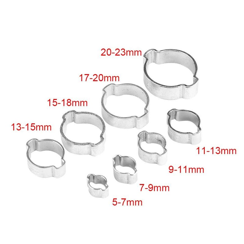 Pack of 10 Double Ear Galvanised Stainless Steel Hose Clips