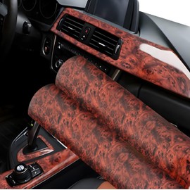 JNK NETWORKS Mahogany Vinyl Wrap -Self Adhesive Film 12 x 60 Inch Glossy Wood Grain Decal Sticker Car Interior Decorative Paper Stretchable DIY Peel and Stick (Chocolate Brown)