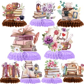 Lovarywow Book Themed Party Decorations - 9PCS Book Party Decorations Vintage Book Club Honeycomb Centerpieces Table Decor Reading Library Birthday Baby Shower Supplies for Book Lovers Bookworm