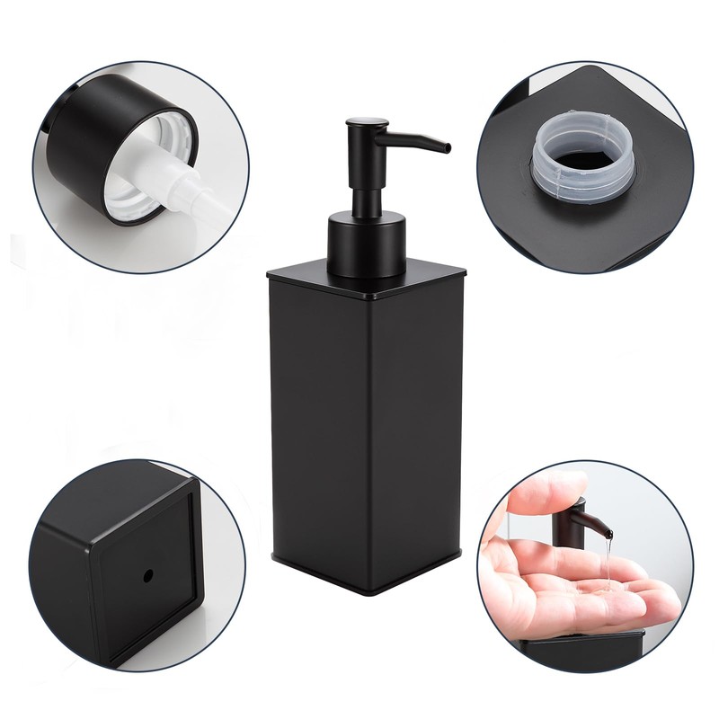 DAZI Soap Dispenser, Black, Refillable Standing Soap Dispenser, Premium Metal