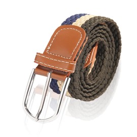 NiceYnn Men's Elastic Adjustable Waist Belt - Womens 3.3cm Wide Stretch Canvas Braided Belts Vintage Casual With Leather for Jeans, One Size