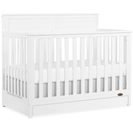 Evolur Dream On Me Reign 5 in 1 Convertible Crib with Storage Drawer in White, JPMA & Greenguard Gold Certified, Made of Sustainable Pinewood, Non-Toxic Water-Based Paint Finish