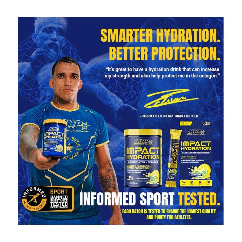 MHP Impact Hydration Electrolyte Creatine Sports Drink Stick Pack, No