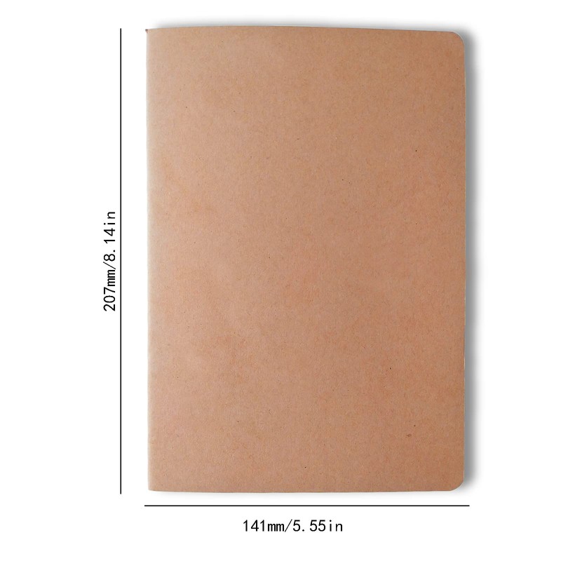 Hoshisea Pack of 6 Notebooks Pack A5 Kraft Notebook Kraft