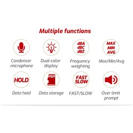 TASI TA652A 30~130dB Noise Decibel Noise Tester A/C Weighting Industry Volume Detector Digital Sound Level Meter Logger Recorder Data Hold FAST/SLOW Over Limit Prompt