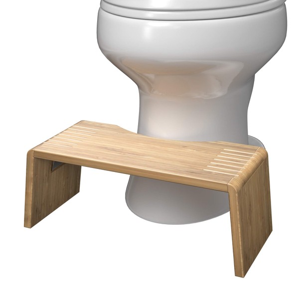 Squatty Potty Oslo Folding Bamboo Toilet Stool – 7 Inches Collapsible Bathroom Stool for Kids and Adults, Brown