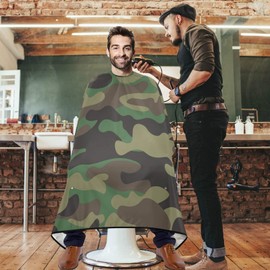 visesunny Barber Cape Army Green Camouflage Polyester Hair Cutting Salon Cape Apron Anti-Static Haircut Water-Resistant Shaving Cloth Beard Shaving Bib Hairdressing Cape