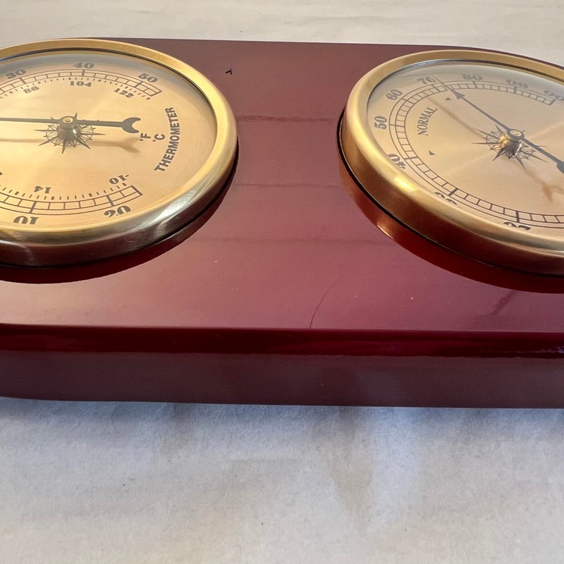 Wooden Barometer & Thermometer | Weather station wall room indoor