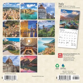 BrownTrout, Italy 2025 Mini Wall Calendar