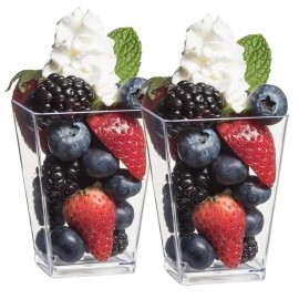 Zappy 5 oz Tall Square Mini Dessert Cups 52 Parfait Shot Glasses Appetizer Bowls Tr...