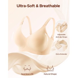 INNERSY Seamless Nursing Bras for Breastfeeding Maternity Bras for Pregnancy Comfortable Bralette(Nude, Large)