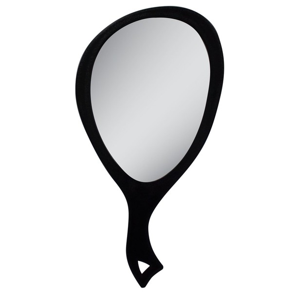 Zadro Espejo de Mano XL, 1 Espejo de Cristal de lágrima de Aumento, diseño ergonómico Profesional para Maquillaje, Peinado, retoques de Aseo, Color Negro