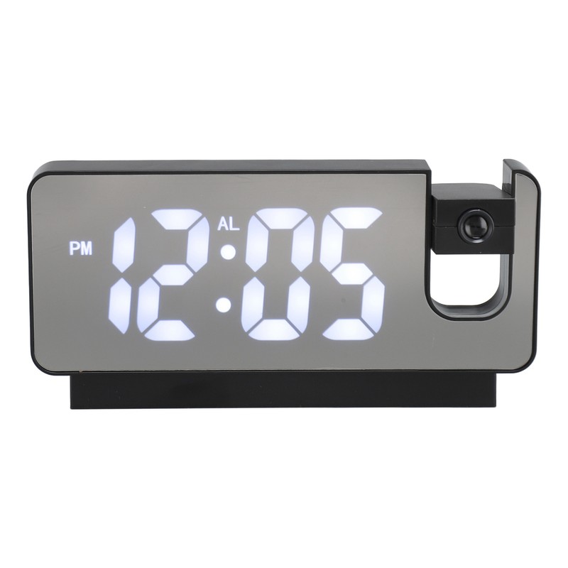 Projection Alarm Clock USB Rechargeable White Light Snooze Function Adjustable