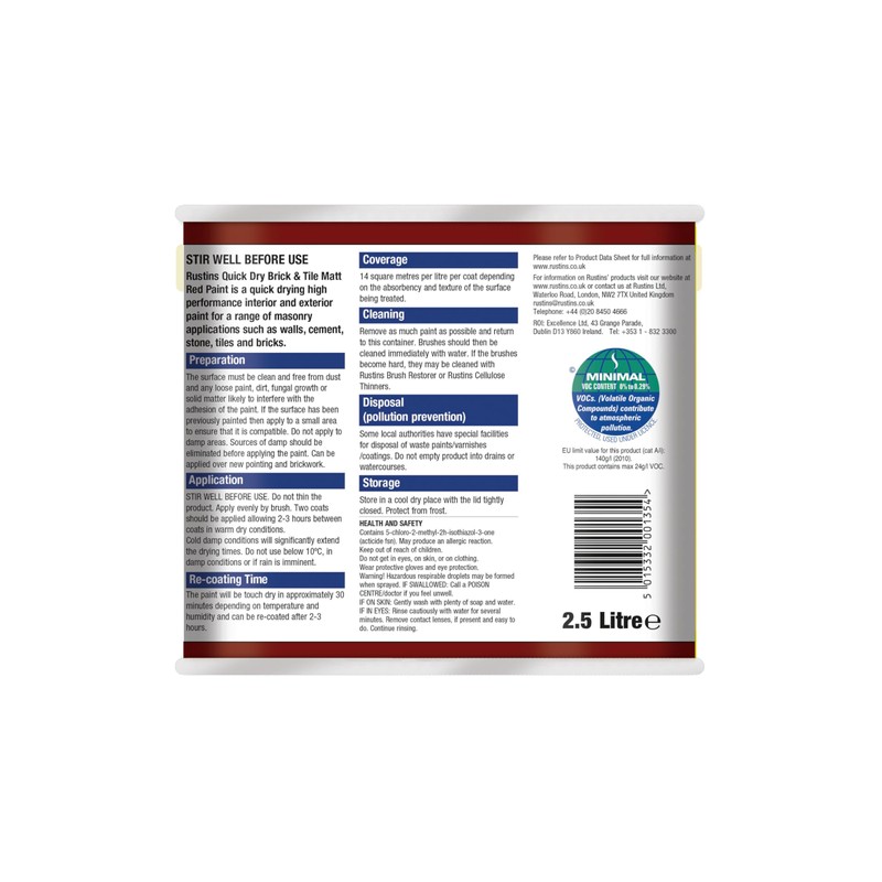 Rustins BRITW2500 Quick Dry Brick & Tile 2.5L