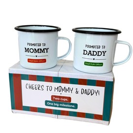 Mommy and Daddy Enamel Couple Mugs – Mom and Dad Gifts, Fun Gifts for Parents and Pregnancy Announcements, Practical Gifts for New Parents, Lightweight & Durable Dishwasher Safe Mom and Dad Cups