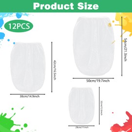 12 Pcs Paint Filter Bags 5 Gallon Bucket Strainer with Elastic Drawstring Top Opening Nylon Mesh Filter White Fine Mesh Filter Bag for Paints Gardening Hydroponics
