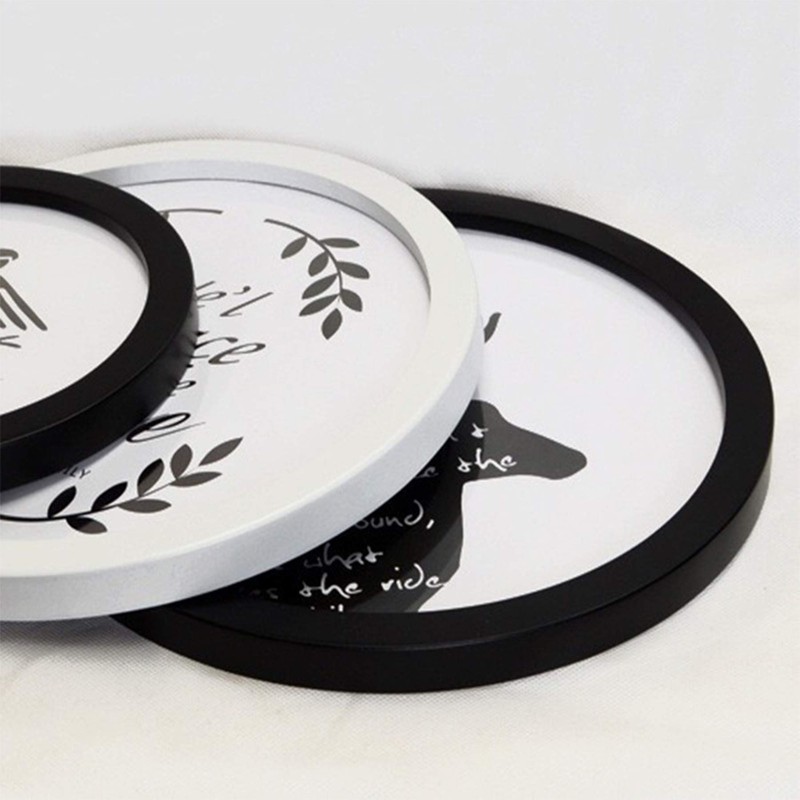 alblinsy Round Photo Frame Wooden Wall Hanging Picture Frames for
