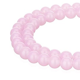 RUBYCA 1 Strand 6MM Jade Imitation Round Painted Coated Glass Beads DIY Jewelry Making Baby Pink